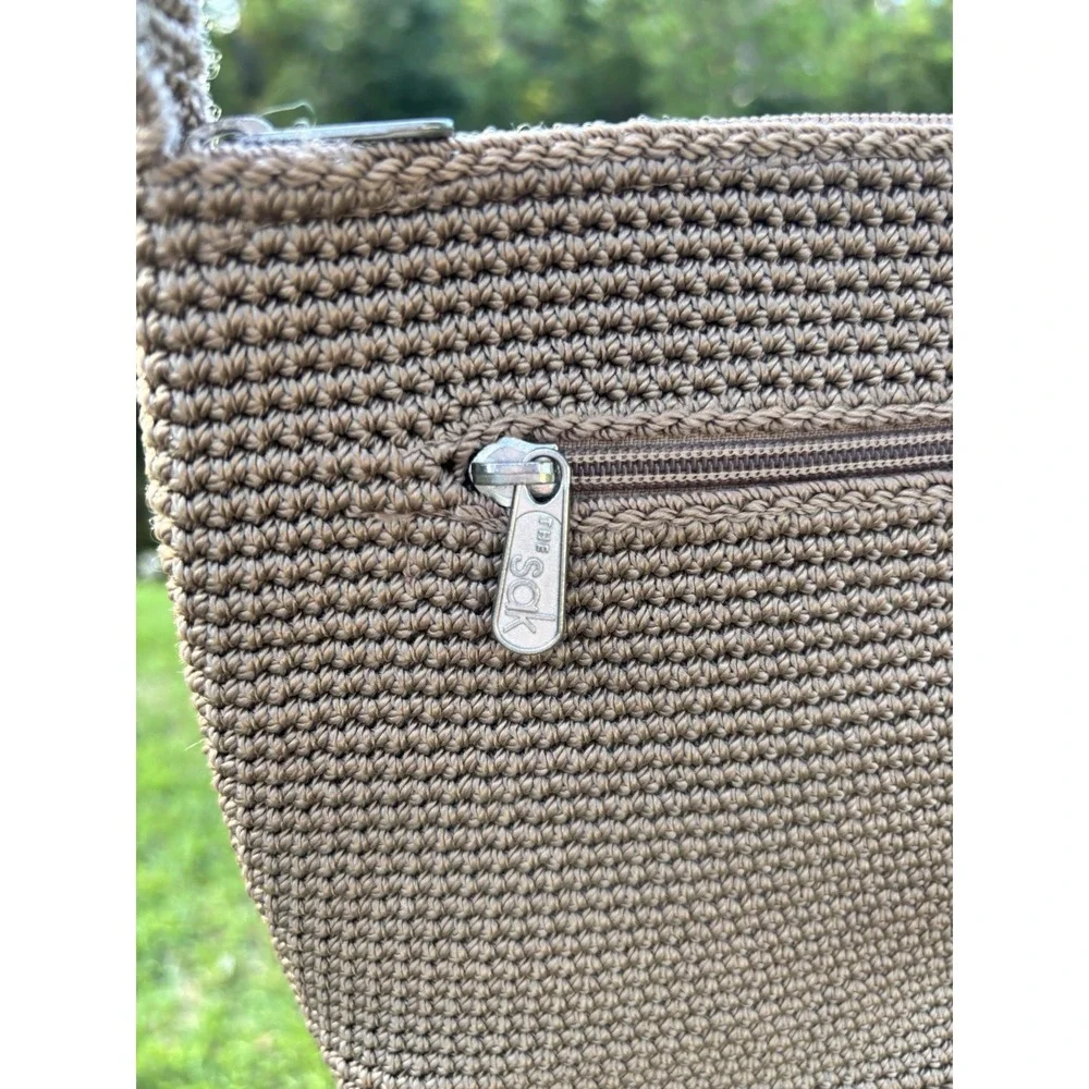 The Sak Vintage Crochet Bag Tan Woven Macrame Purse Boho HippieFestival Y2K 90s